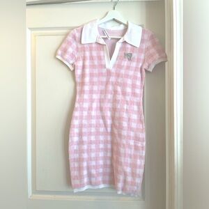 Alexander Wang Towel Gingham Polo Dress pink
